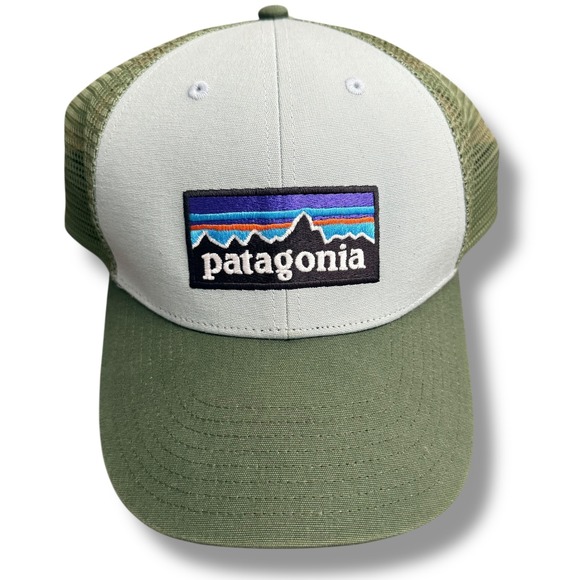 Patagonia Other - Patagonia Trucker Hat Mesh Cap Green Tan Logo Mountains Outdoor‎ Snap Back